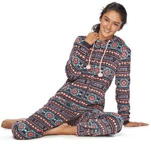 SO® • Hooded One-Piece Pajamas • SZ XS